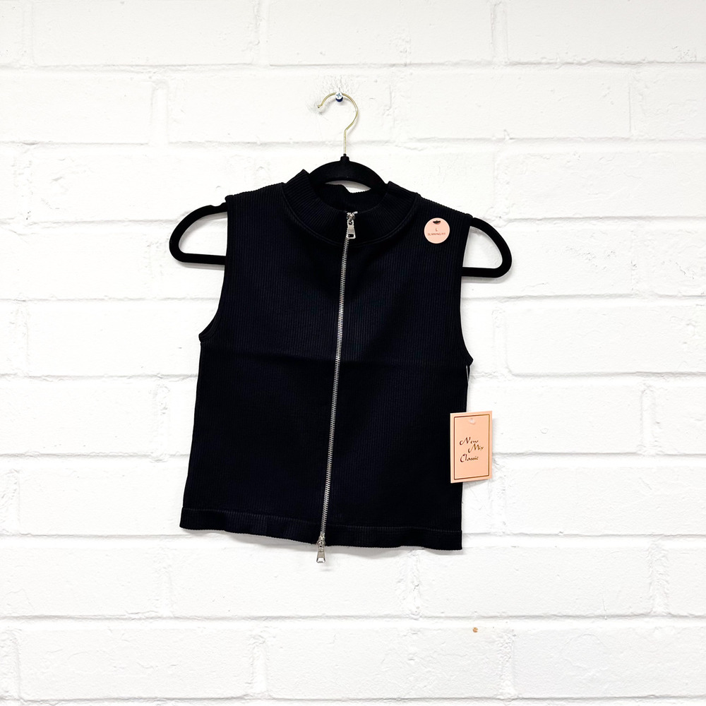 174 - Zip Up Ribbed Tank